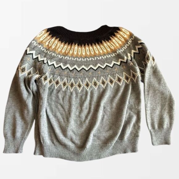 Crown & Ivy Womens Nordic Knit Sweater Size 3X Fair Isle Preppy Fall Ski Lodge - Picture 5 of 14